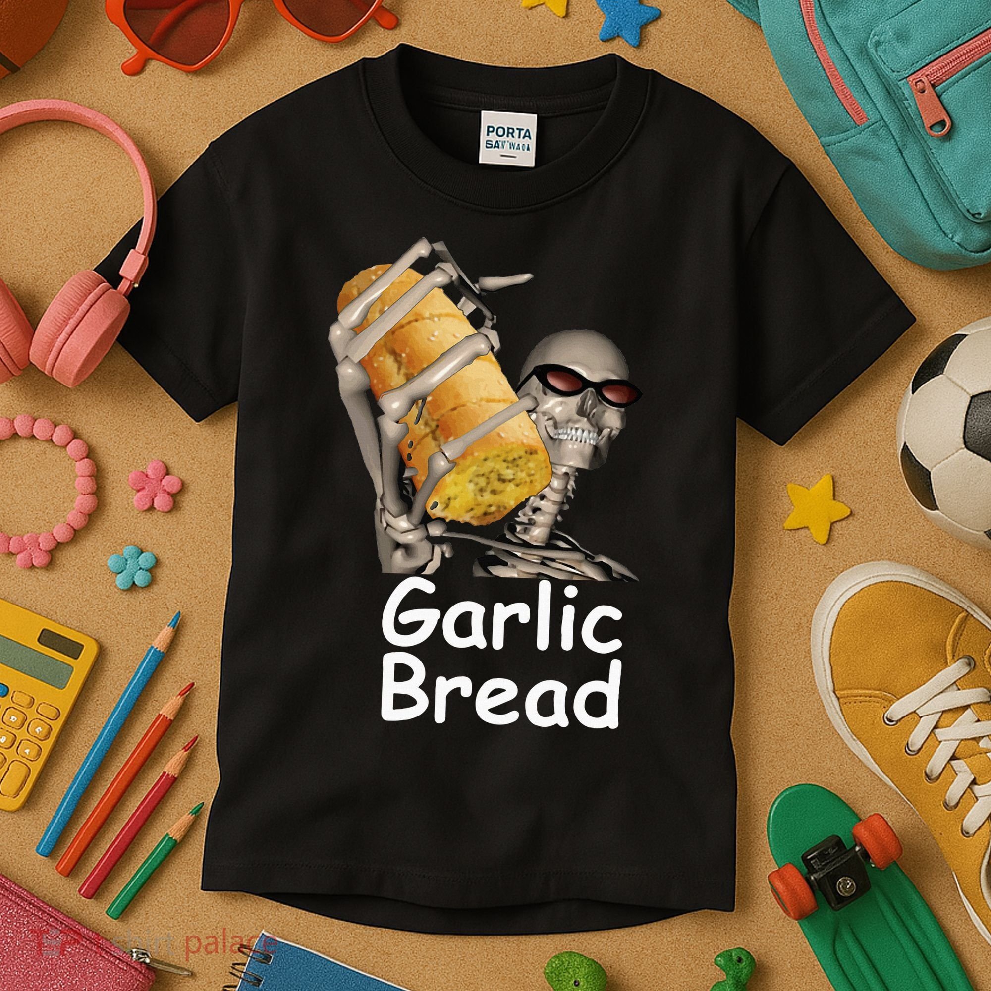 Garlic Bread Skeleton Kids T-Shirt