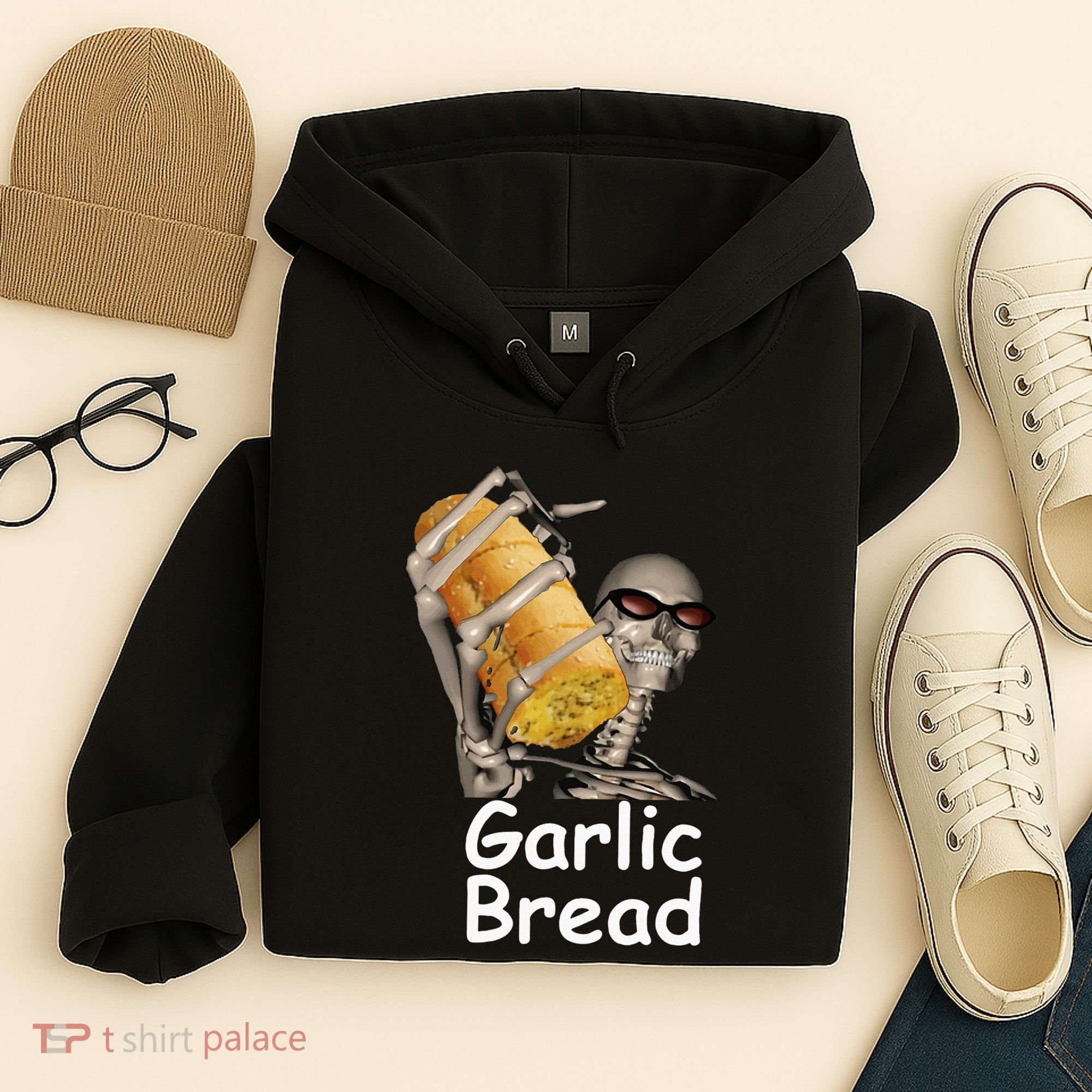 Garlic Bread Skeleton Funny Hoodie