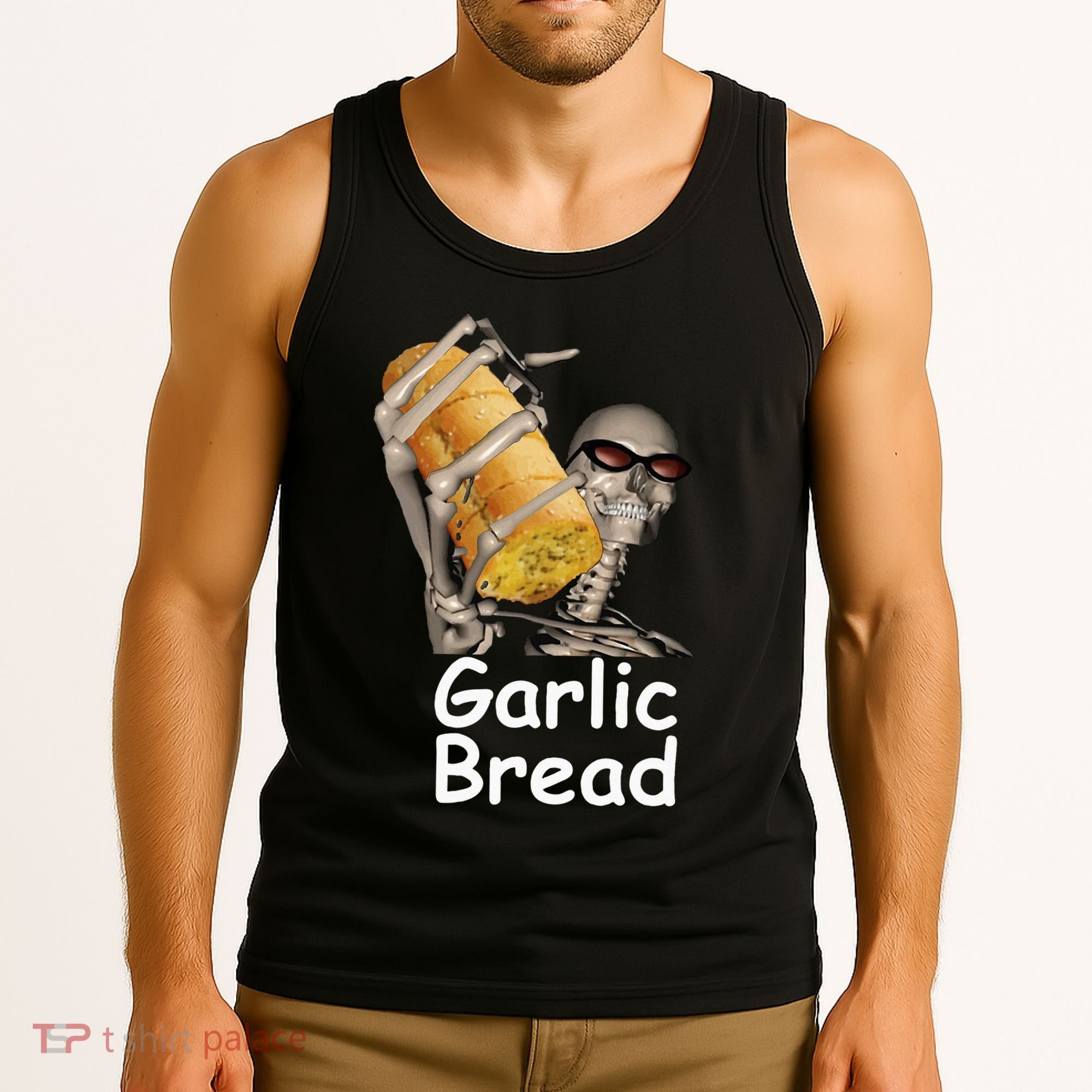 Garlic Bread Skeleton Funny Tank Top