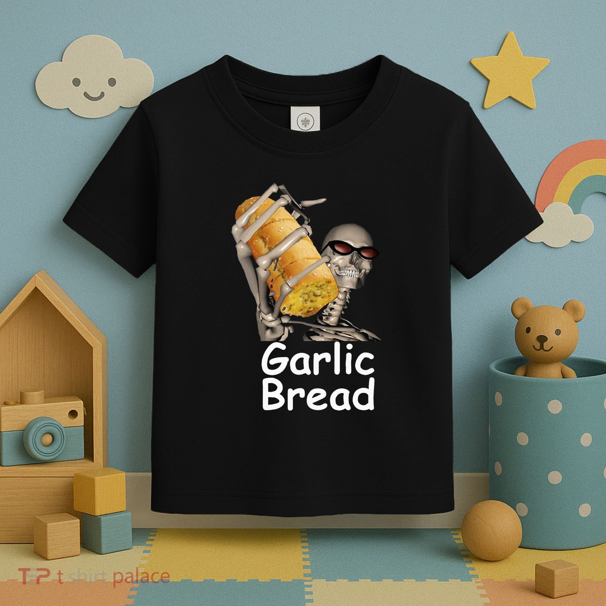 Garlic Bread Skeleton Funny Toddler T-Shirt