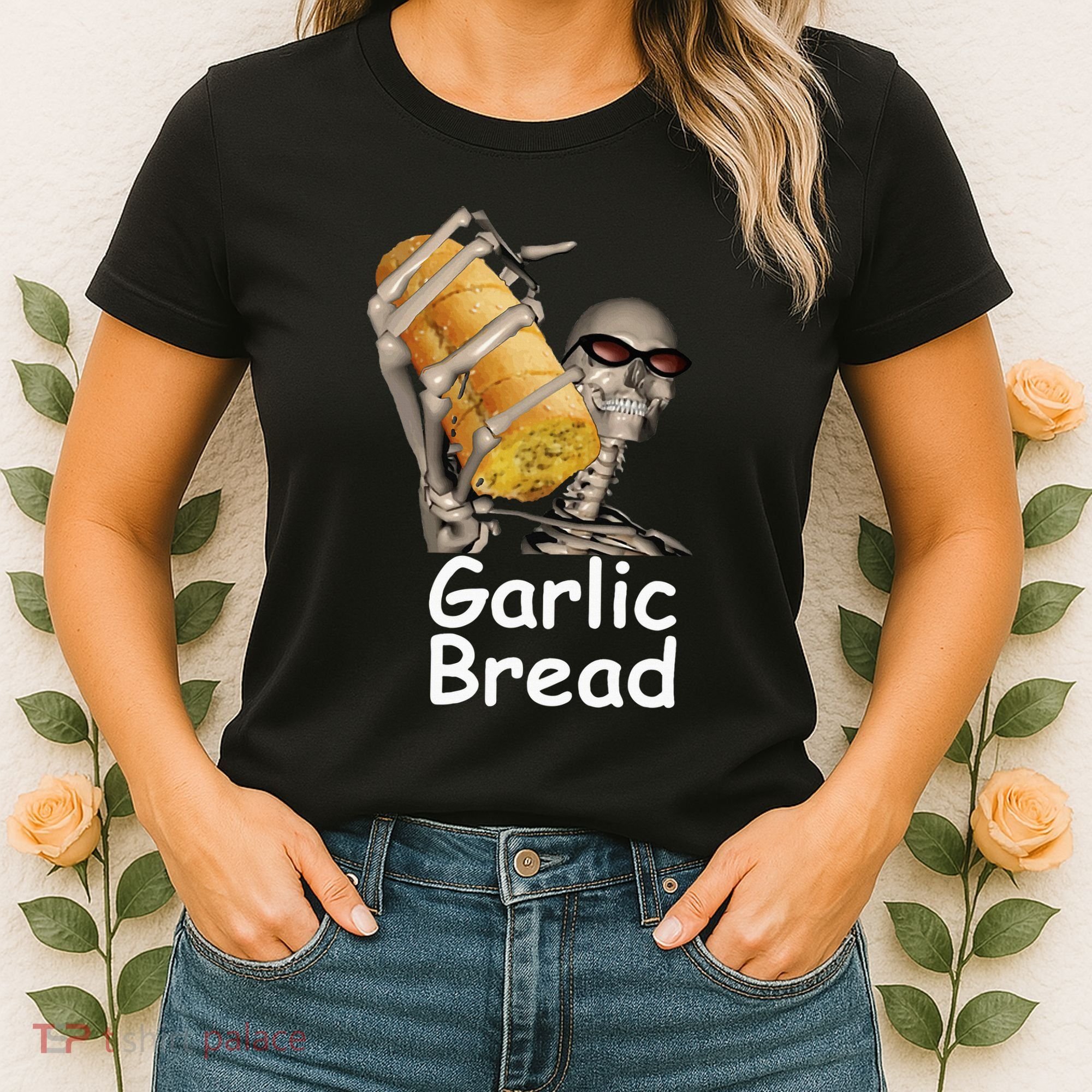 Garlic Bread Skeleton Funny Women's T-Shirt
