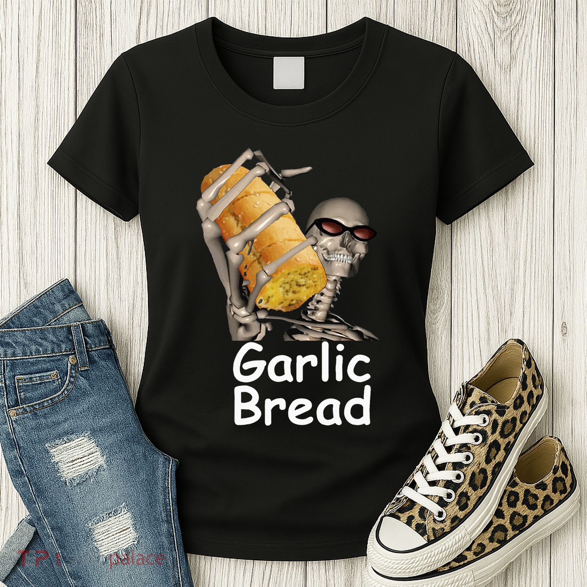 Garlic Bread Skeleton Funny Women's T-Shirt