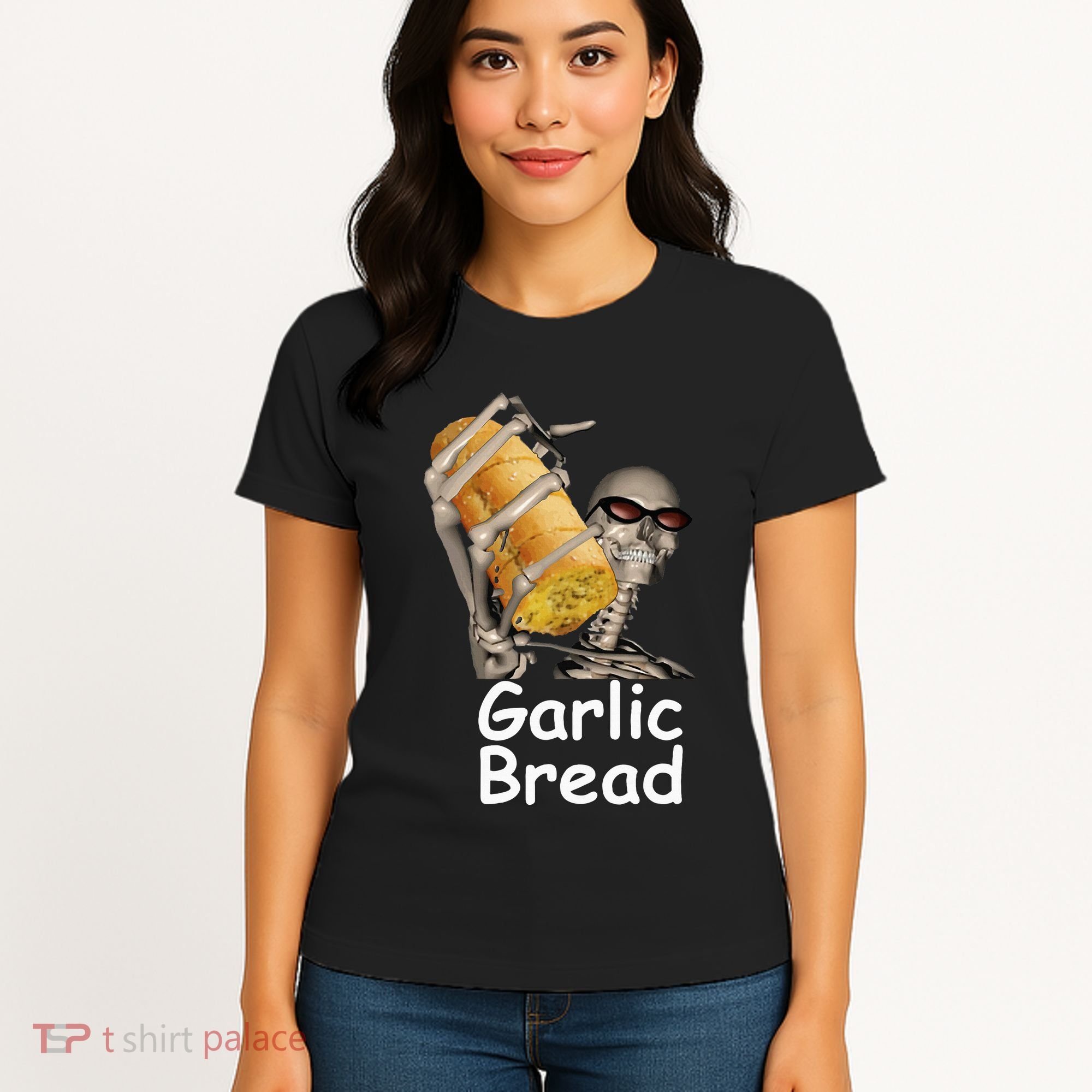 Garlic Bread Skeleton Funny Women's T-Shirt