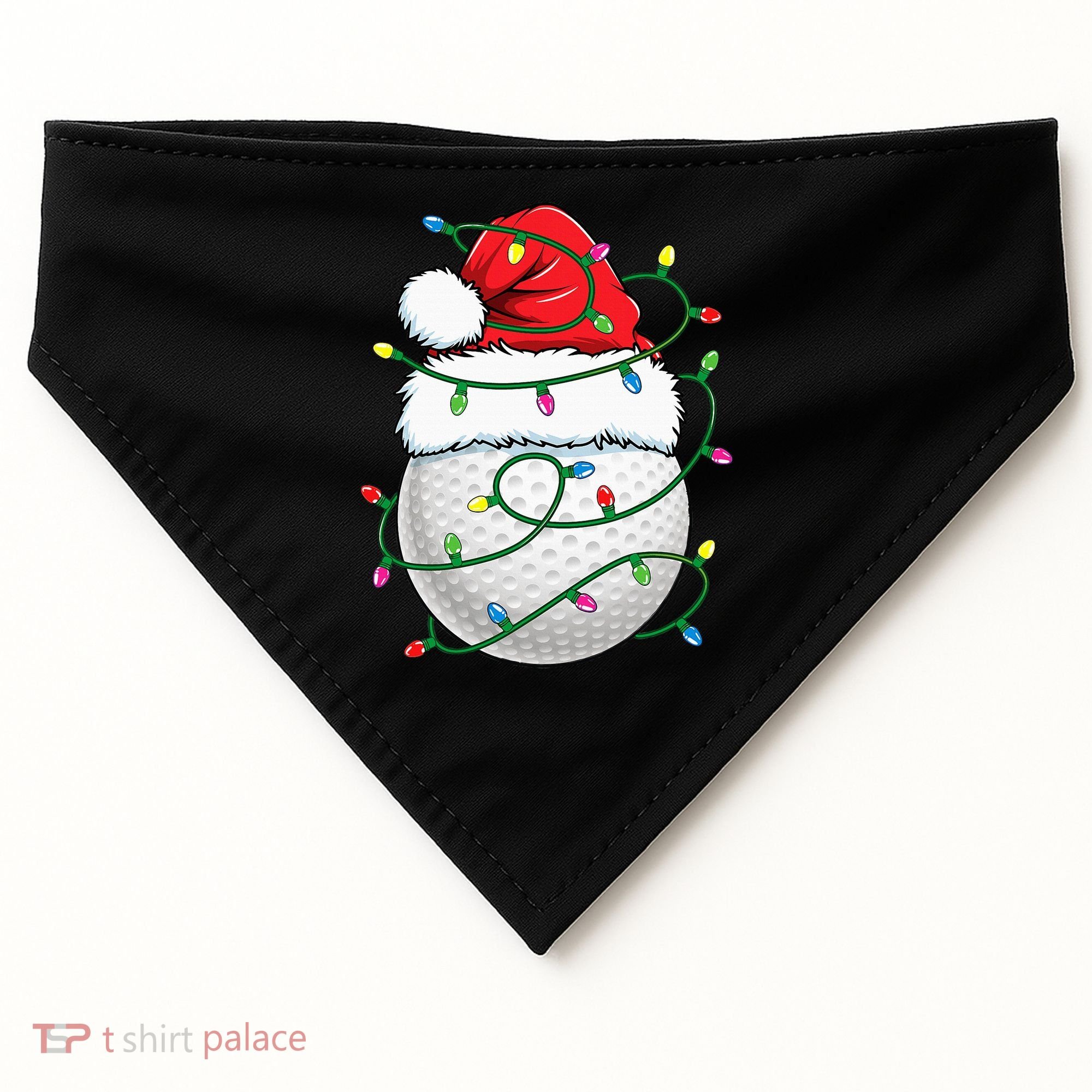 Golf Ball Santa Hat S Christmas Golfing Xmas Lights USA-Made Doggie Bandana