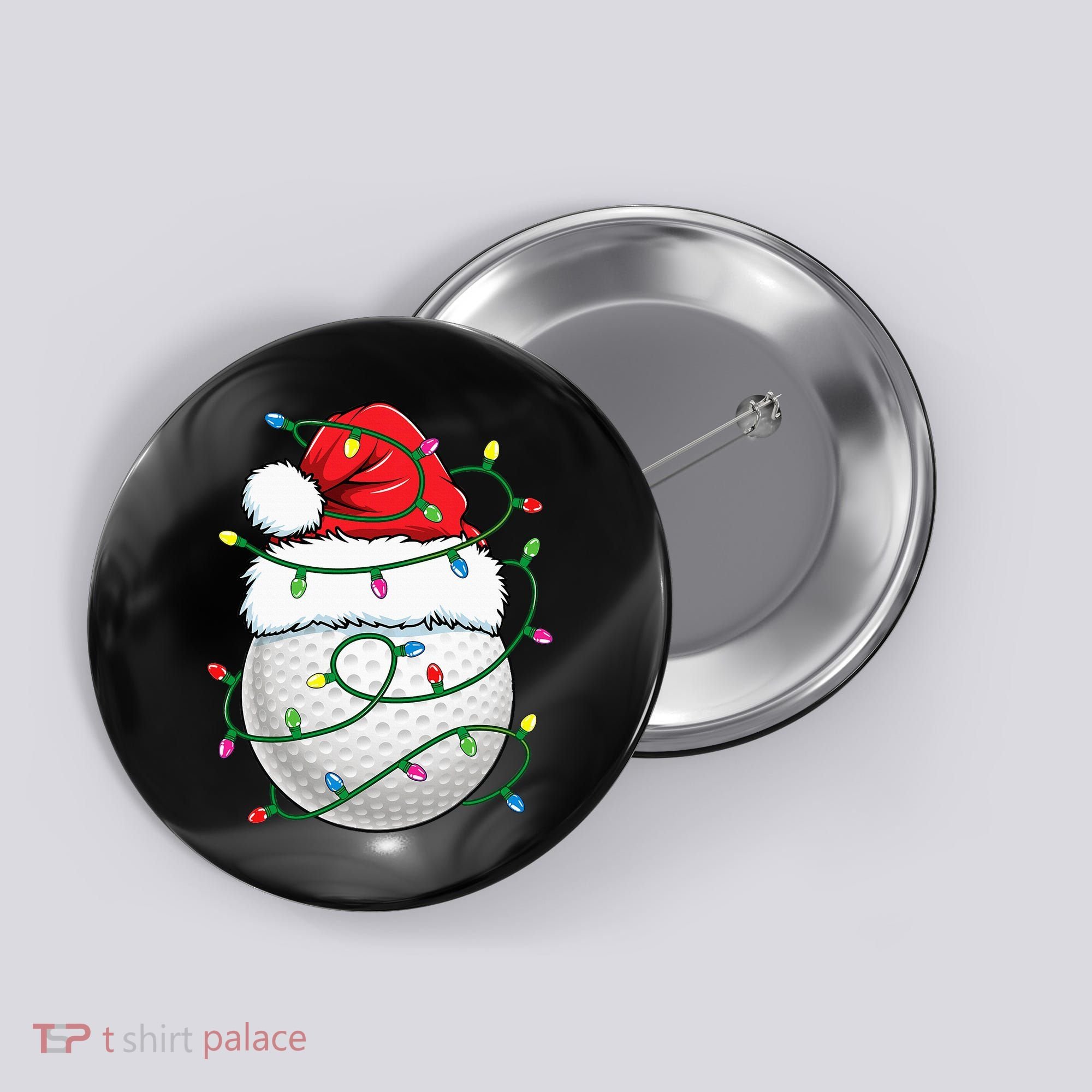 Golf Ball Santa Hat S Christmas Golfing Xmas Lights Button
