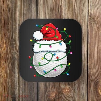 Golf Ball Santa Hat S Christmas Golfing Xmas Lights Coaster