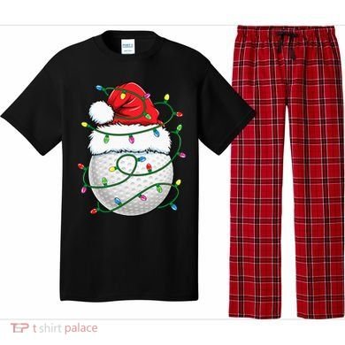 Golf Ball Santa Hat S Christmas Golfing Xmas Lights Pajama Set