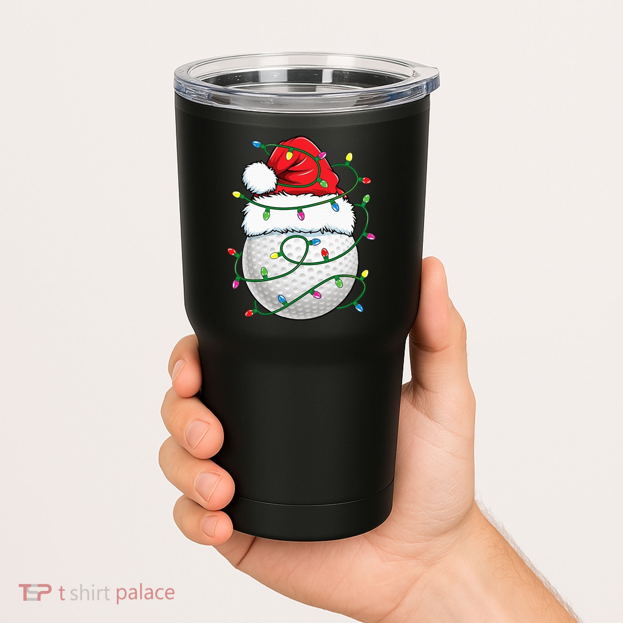 Golf Ball Santa Hat S Christmas Golfing Xmas Lights Tumbler