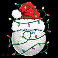 Golf Ball Santa Hat S Christmas Golfing Xmas Lights Women's Tank Top thumb 5