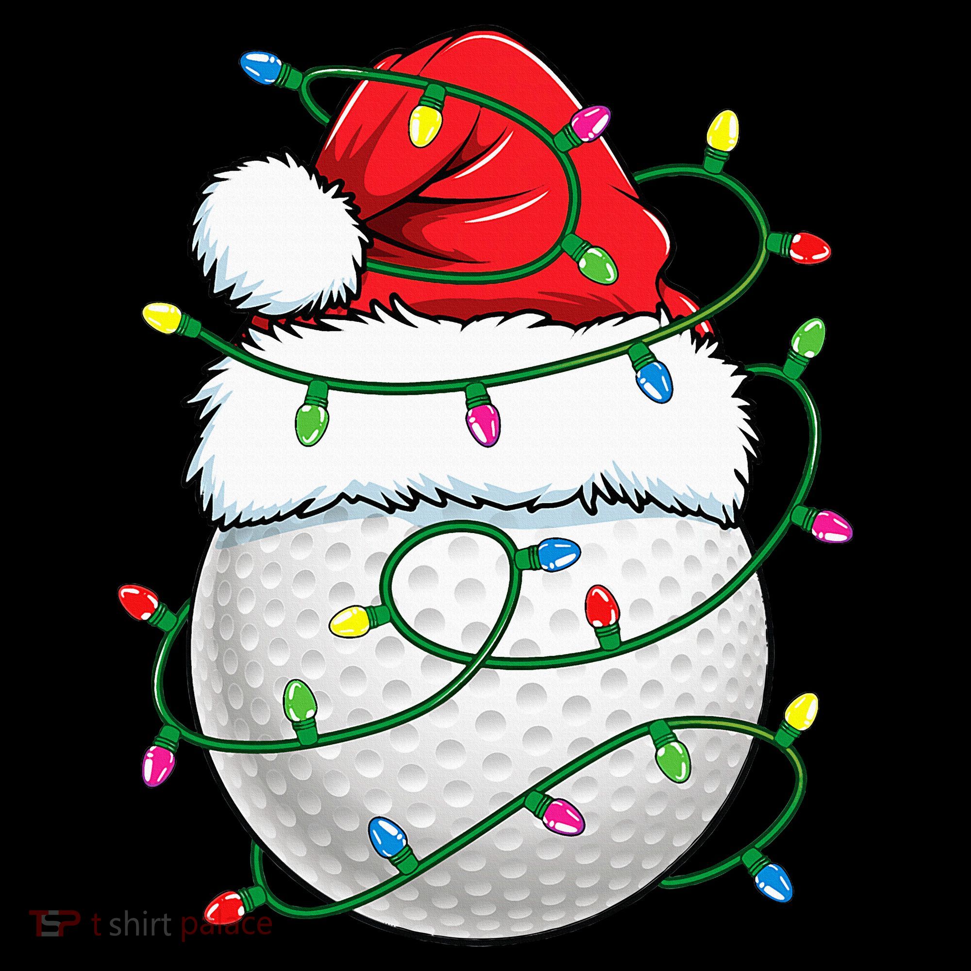 Golf Ball Santa Hat S Christmas Golfing Xmas Lights Women's Tank Top