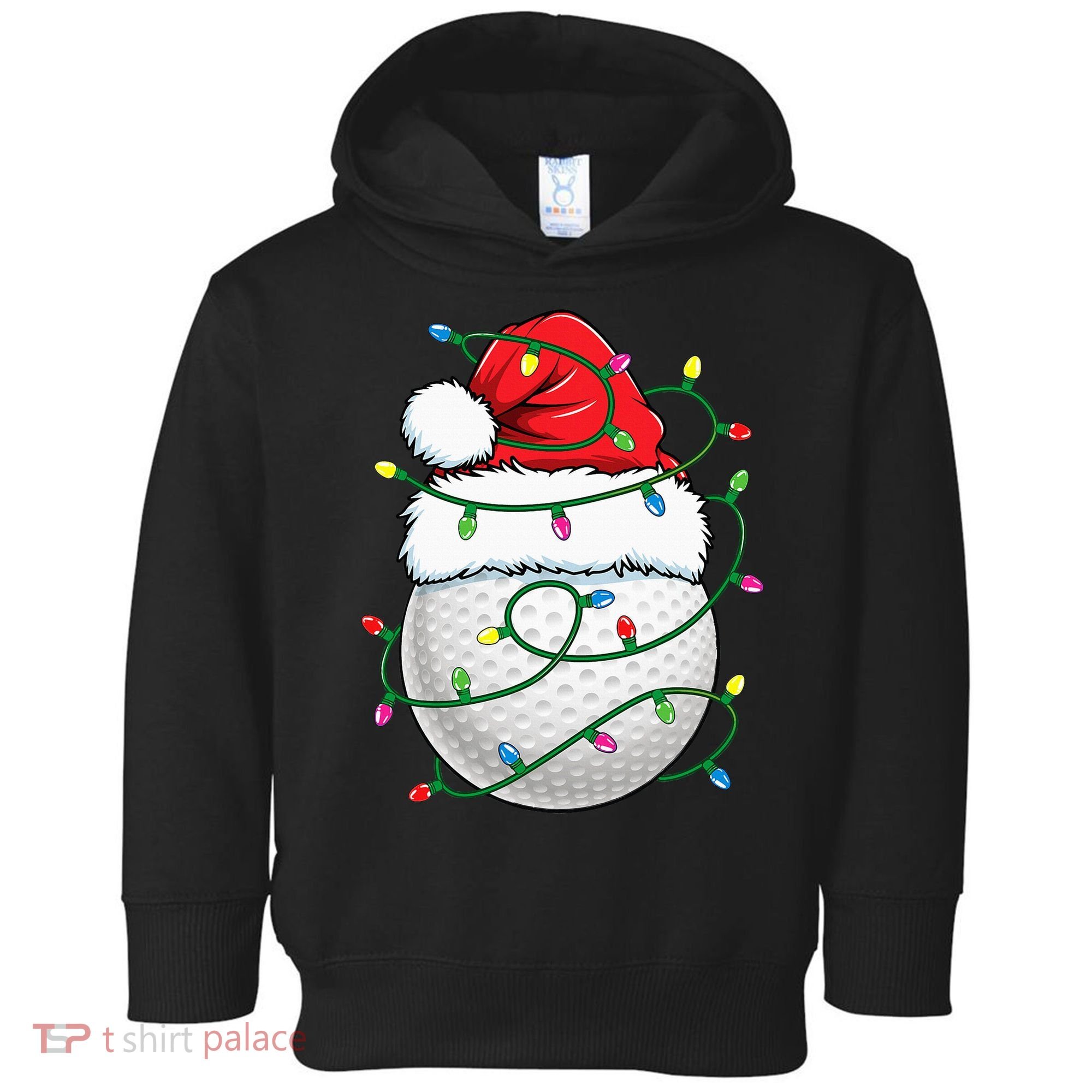 Golf Ball Santa Hat S Christmas Golfing Xmas Lights Toddler Hoodie