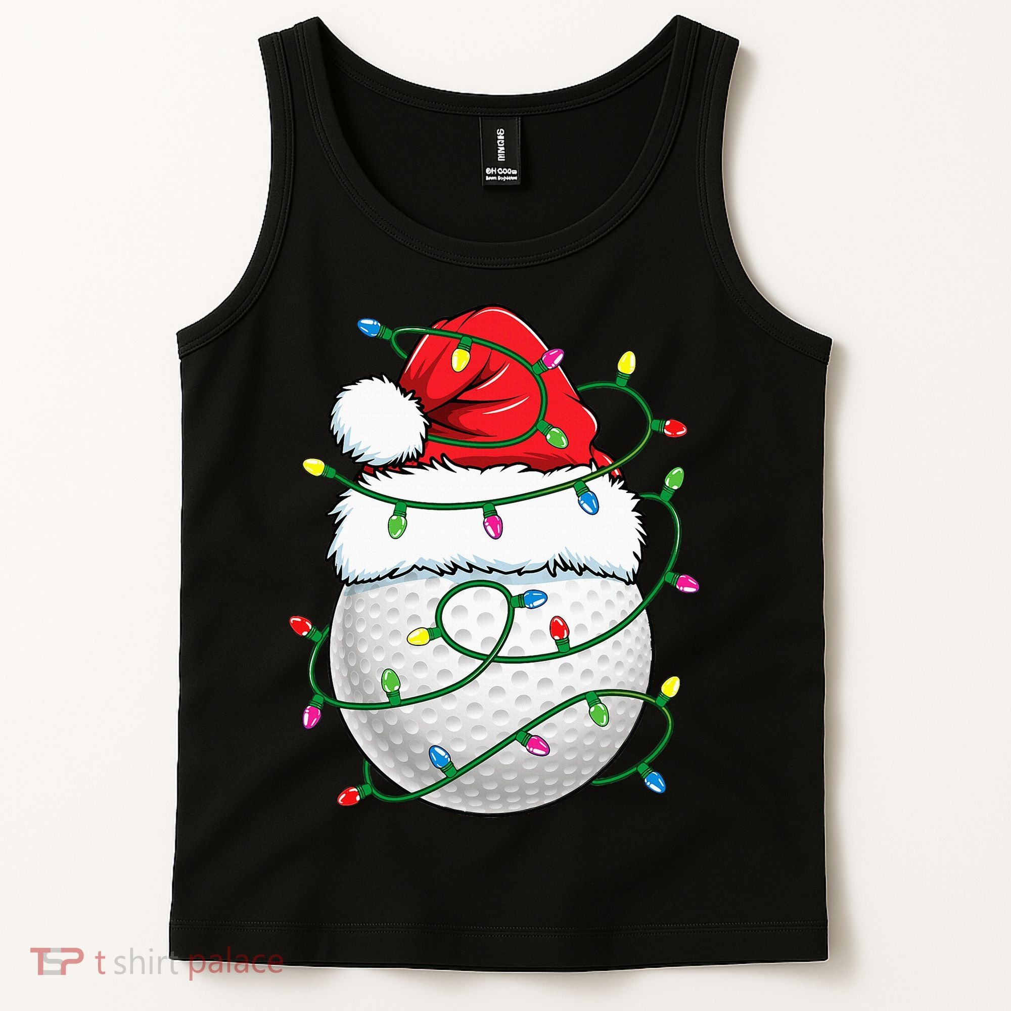 Golf Ball Santa Hat S Christmas Golfing Xmas Lights Tank Top