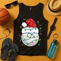 Golf Ball Santa Hat S Christmas Golfing Xmas Lights Tank Top thumb 4