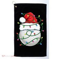 Golf Ball Santa Hat S Christmas Golfing Xmas Lights Golf Towel thumb 0