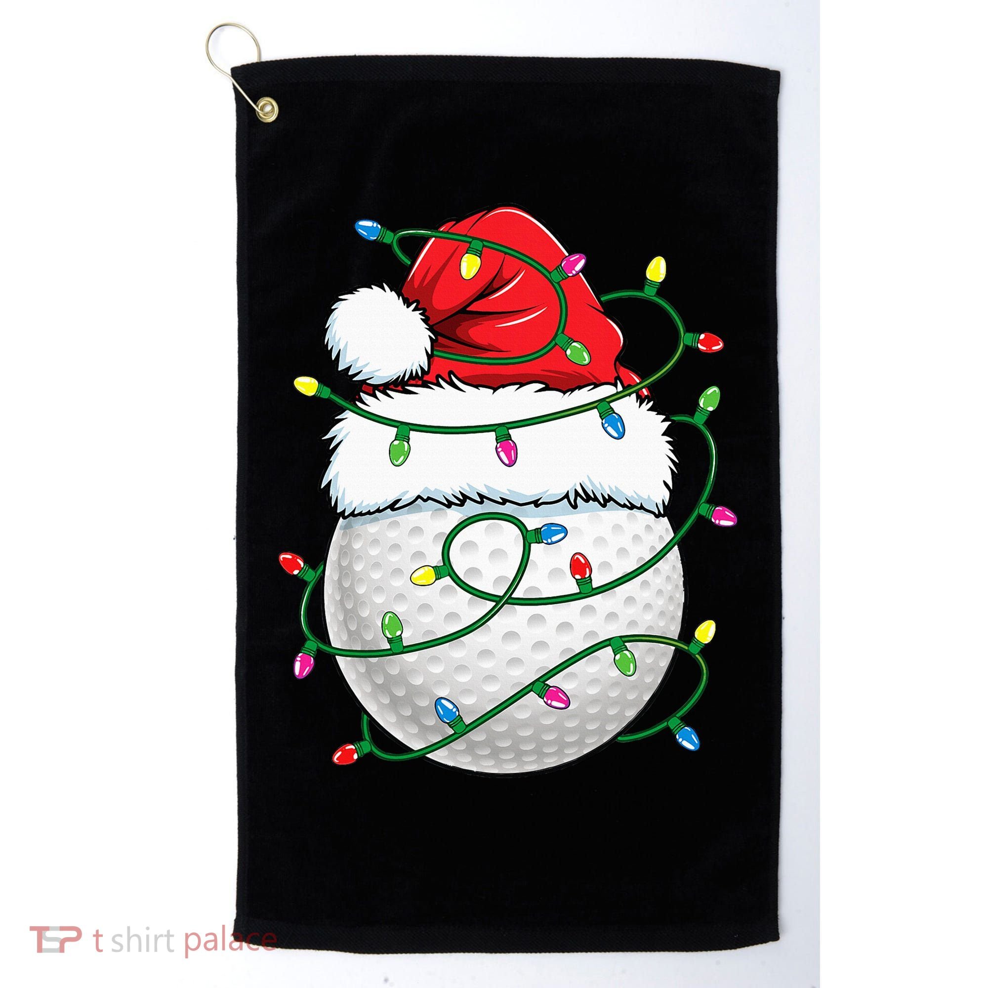 Golf Ball Santa Hat S Christmas Golfing Xmas Lights Golf Towel