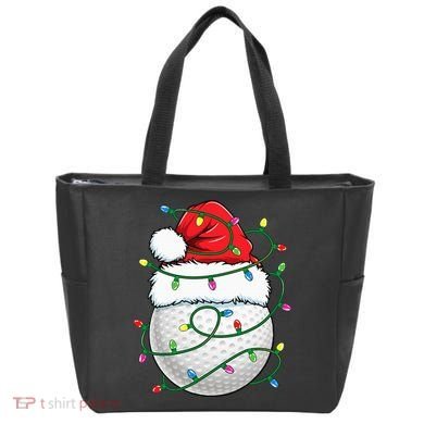 Golf Ball Santa Hat S Christmas Golfing Xmas Lights Tote Bag