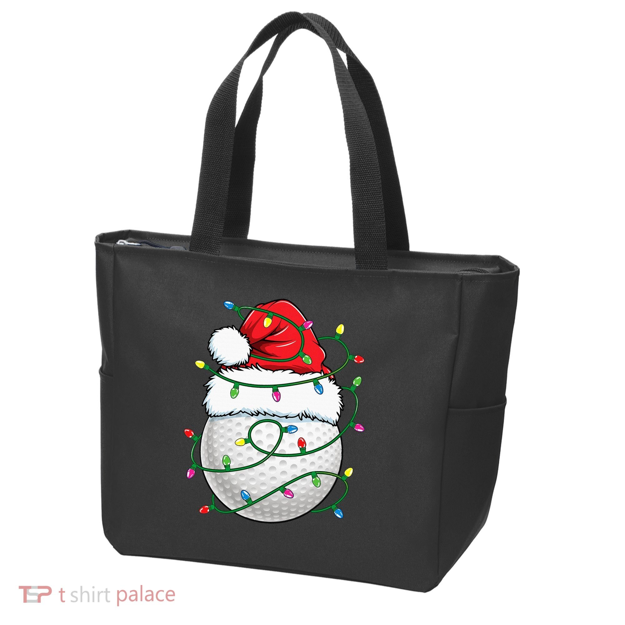 Golf Ball Santa Hat S Christmas Golfing Xmas Lights Tote Bag