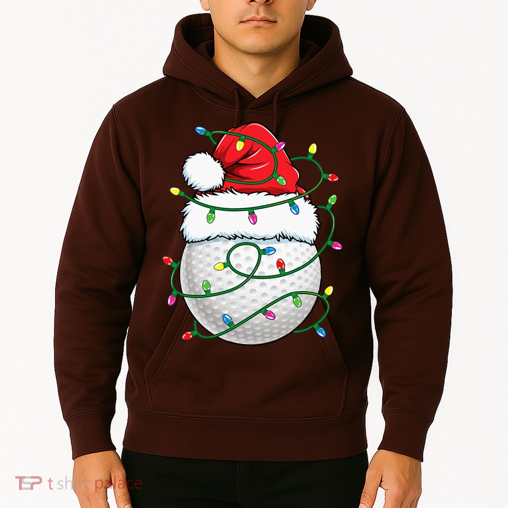 Golf Ball Santa Hat S Christmas Golfing Xmas Lights Hoodie