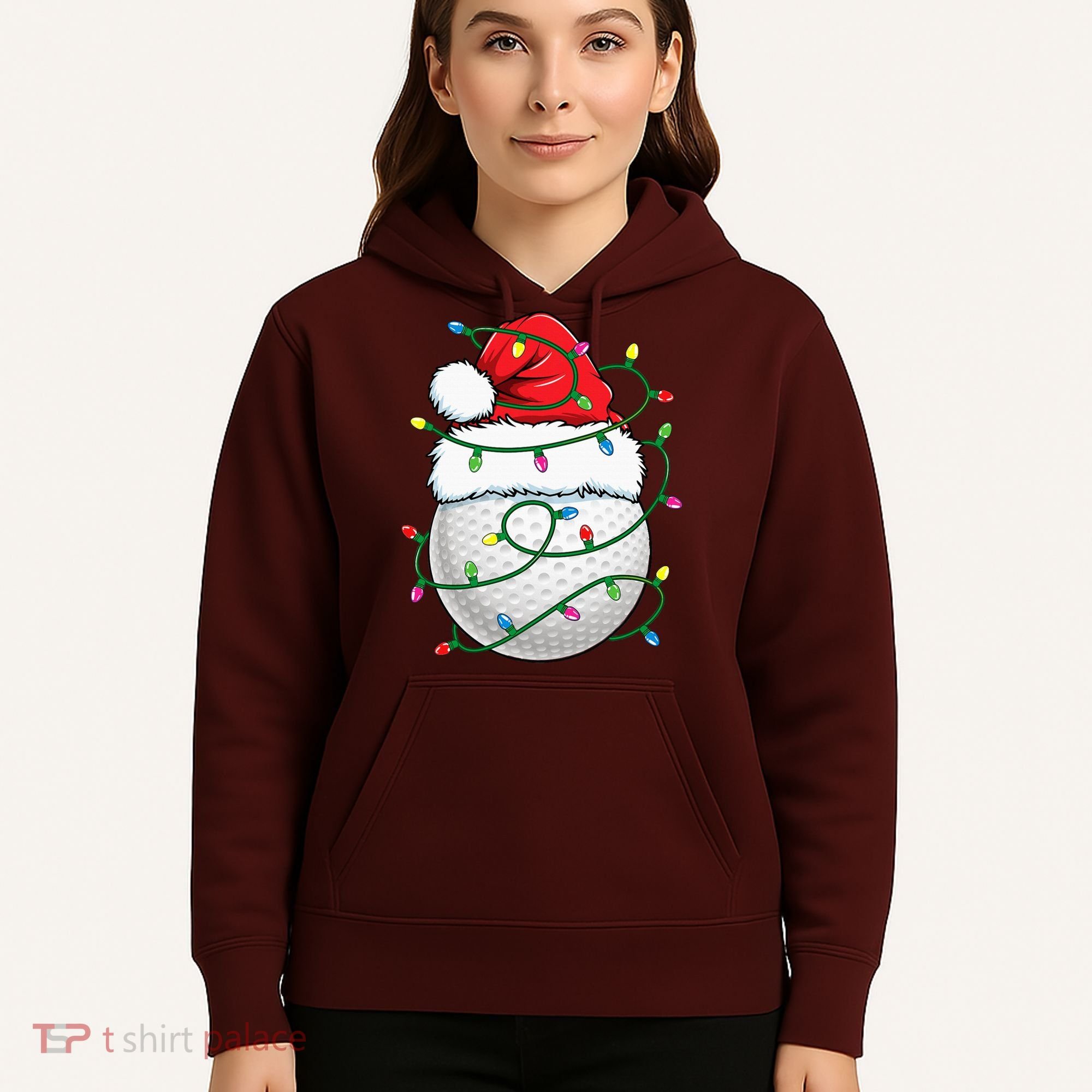Golf Ball Santa Hat S Christmas Golfing Xmas Lights Hoodie