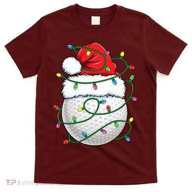 Golf Ball Santa Hat S Christmas Golfing Xmas Lights T-Shirt