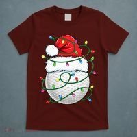 Golf Ball Santa Hat S Christmas Golfing Xmas Lights T-Shirt thumb 5