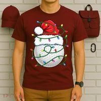 Golf Ball Santa Hat S Christmas Golfing Xmas Lights T-Shirt thumb 6