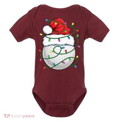 Golf Ball Santa Hat S Christmas Golfing Xmas Lights Baby Bodysuit