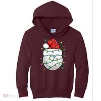 Golf Ball Santa Hat S Christmas Golfing Xmas Lights Kids Hoodie thumb 0