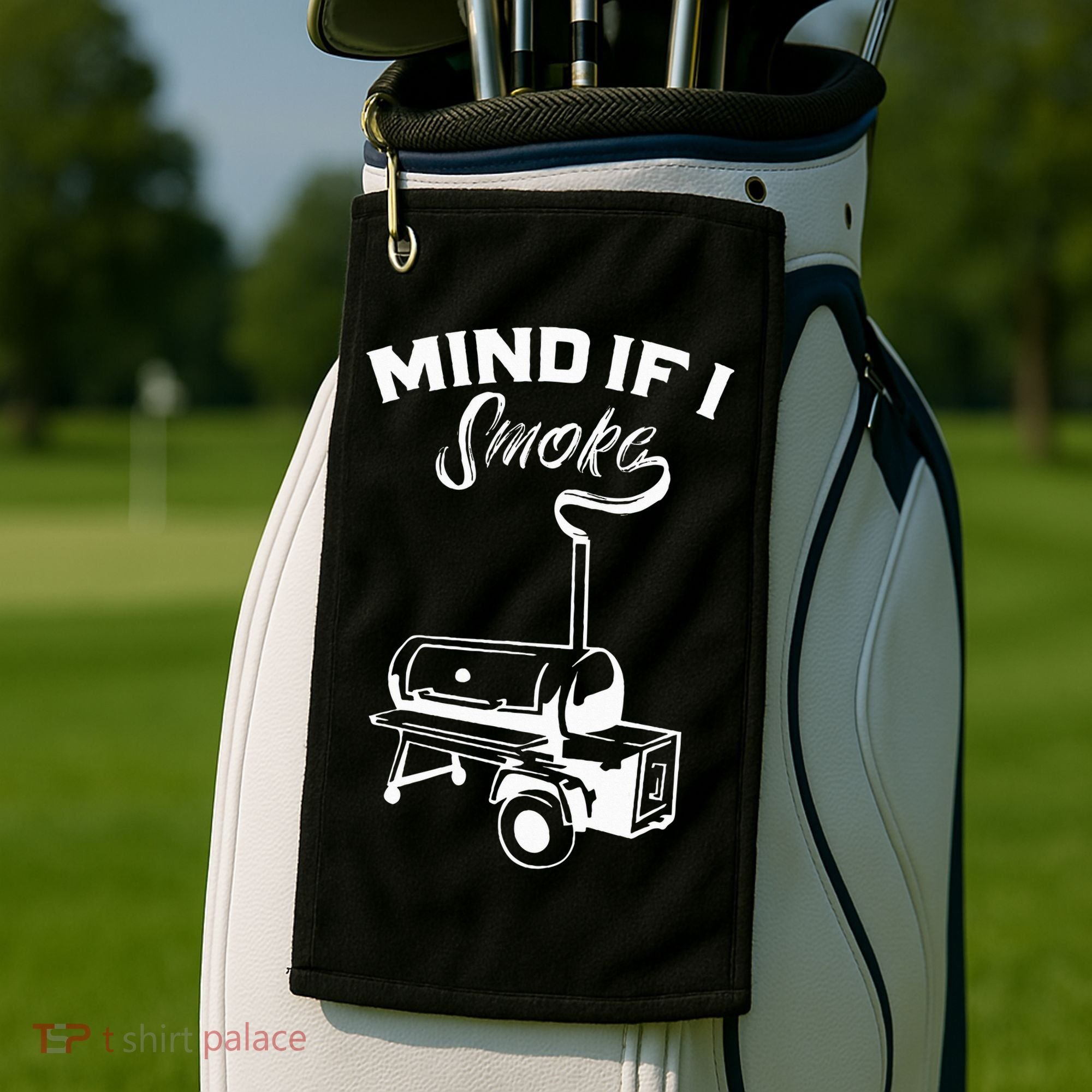 Grilling Bbq Smoker Food Lover Grill Mind If I Smoke Gift Golf Towel