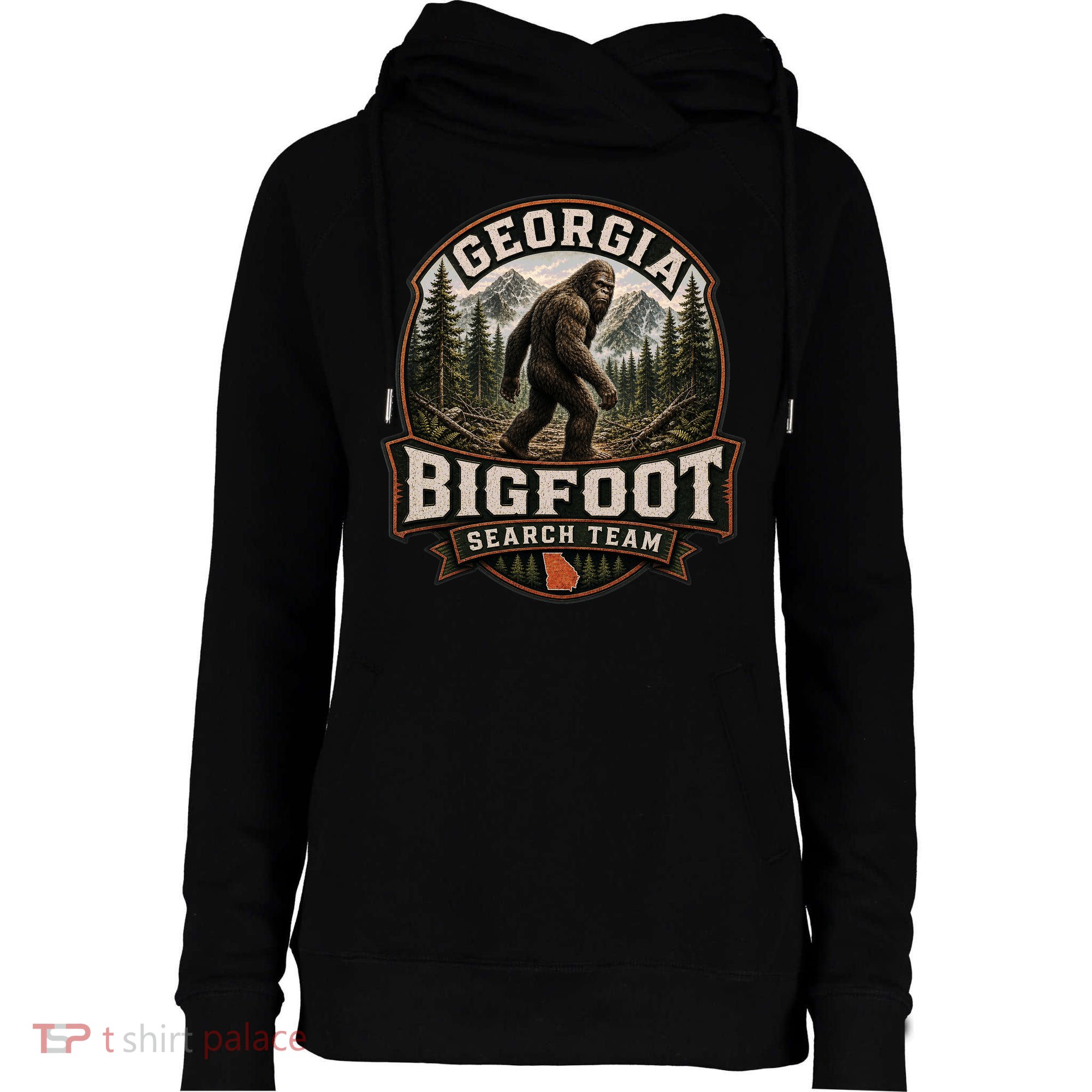 Georgia Bigfoot Search Team Adventure Womens Funnel Neck Pullover Hood