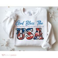 God Bless The USA Red White Blue Flag Patriotic 4th Of July  Sweatshirt thumb 2