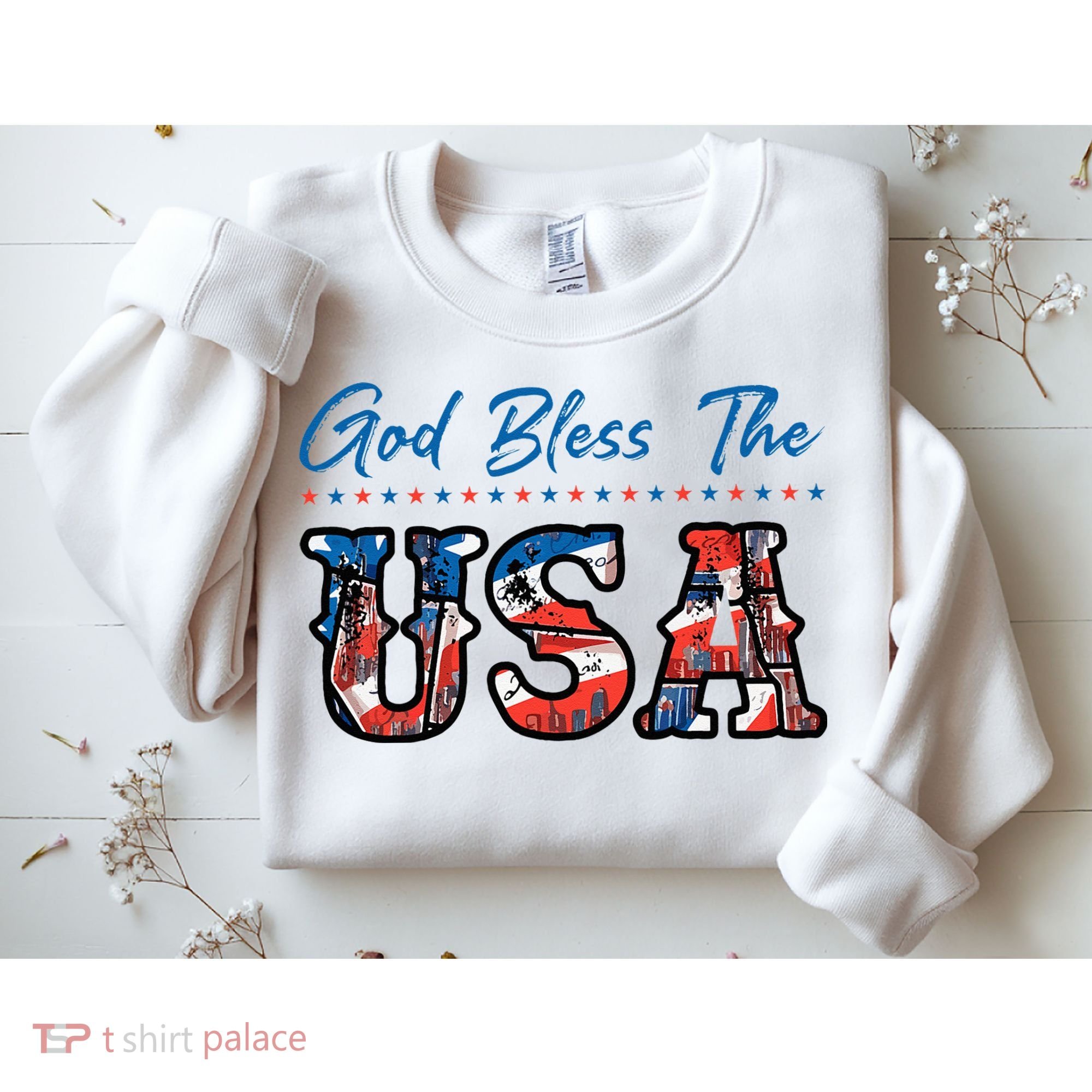 God Bless The USA Red White Blue Flag Patriotic 4th Of July  Sweatshirt
