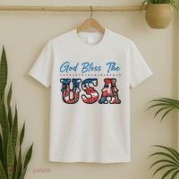 God Bless The USA Red White Blue Flag Patriotic 4th Of July  T-Shirt thumb 2