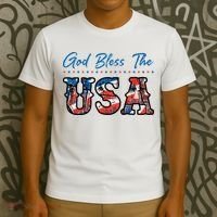 God Bless The USA Red White Blue Flag Patriotic 4th Of July  T-Shirt thumb 3