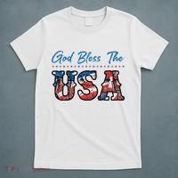 God Bless The USA Red White Blue Flag Patriotic 4th Of July  T-Shirt thumb 5