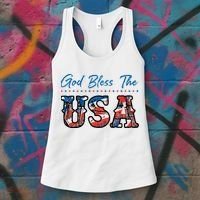God Bless The USA Red White Blue Flag Patriotic 4th Of July  Women's Tank Top thumb 3