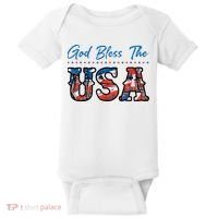 God Bless The USA Red White Blue Flag Patriotic 4th Of July  Baby Bodysuit thumb 0
