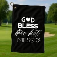 God Bless This Hot Mess Golf Towel thumb 1