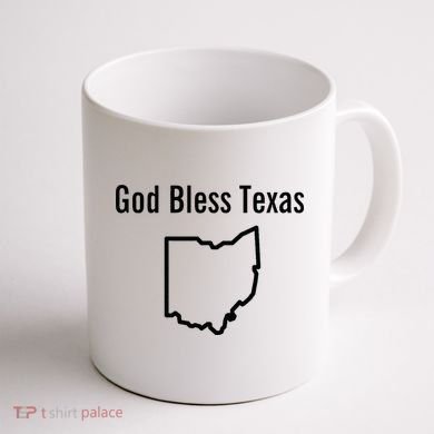 God Bless Texas Ohio Coffee Mug back