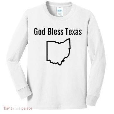 God Bless Texas Ohio Kids Long Sleeve Shirt