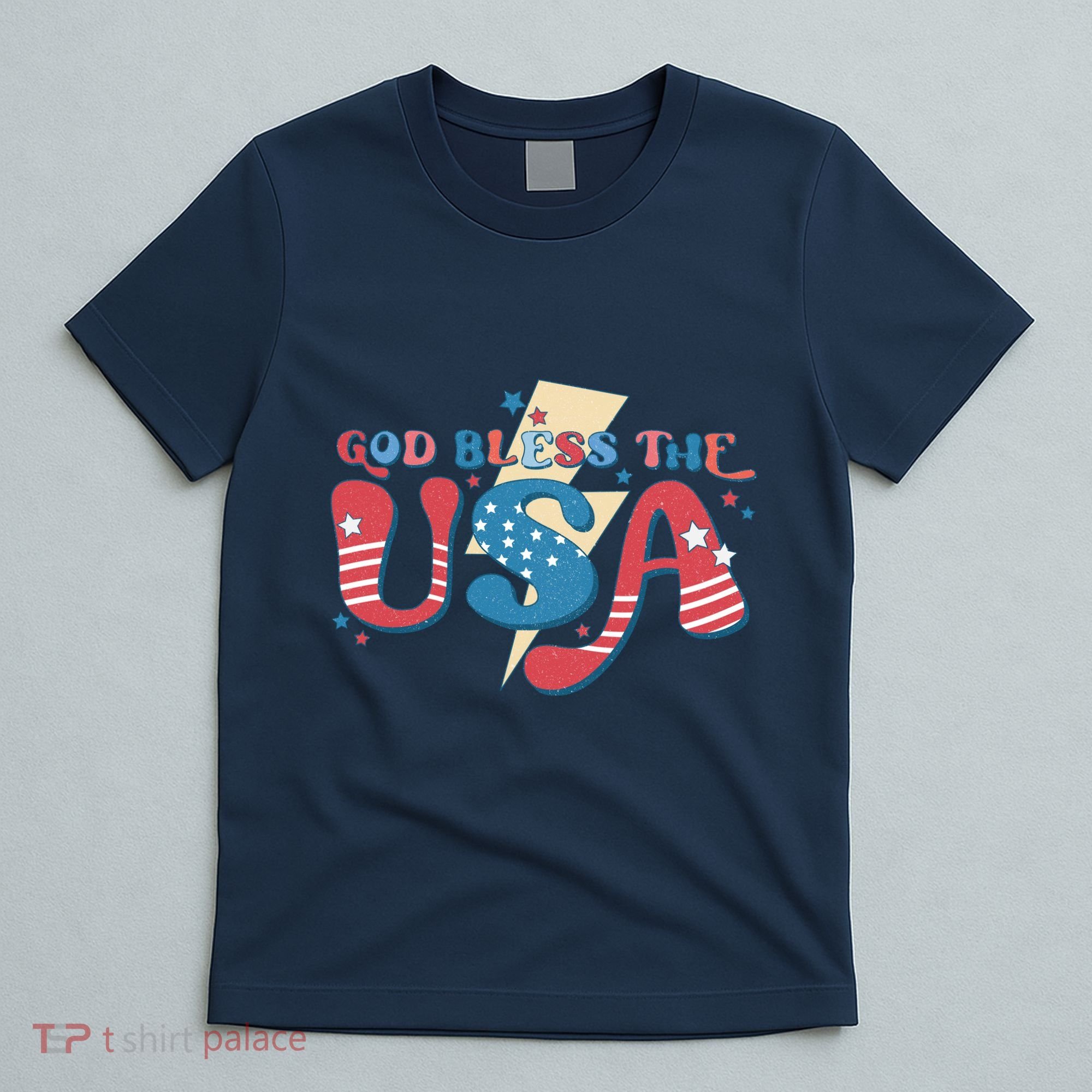 God Bless The USA American Flag Patriotic Retro 4th Of July Gift T-Shirt