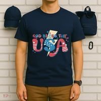 God Bless The USA American Flag Patriotic Retro 4th Of July Gift T-Shirt thumb 6