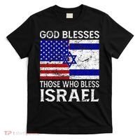 God Blesses Those Who Bless Israel Usa Flag Israeli Flag T-Shirt thumb 0