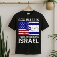 God Blesses Those Who Bless Israel Usa Flag Israeli Flag T-Shirt thumb 2