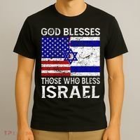 God Blesses Those Who Bless Israel Usa Flag Israeli Flag T-Shirt thumb 3