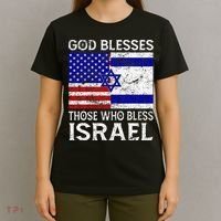 God Blesses Those Who Bless Israel Usa Flag Israeli Flag T-Shirt thumb 4