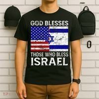 God Blesses Those Who Bless Israel Usa Flag Israeli Flag T-Shirt thumb 6