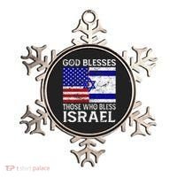 God Blesses Those Who Bless Israel Usa Flag Israeli Flag Ornament thumb 0
