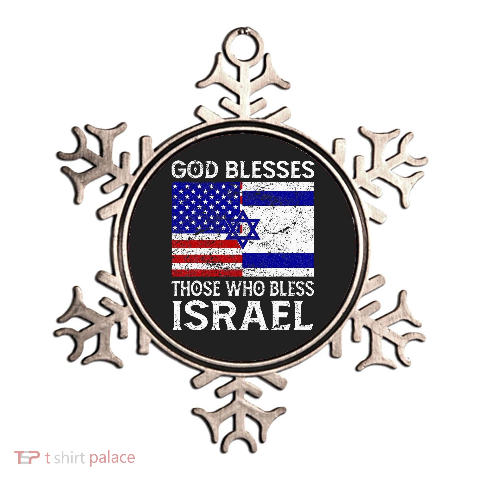 God Blesses Those Who Bless Israel Usa Flag Israeli Flag Ornament