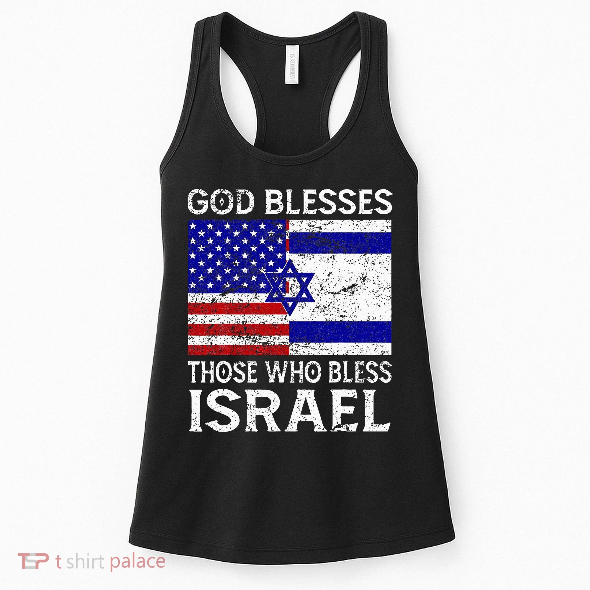 God Blesses Those Who Bless Israel Usa Flag Israeli Flag Women's Tank Top